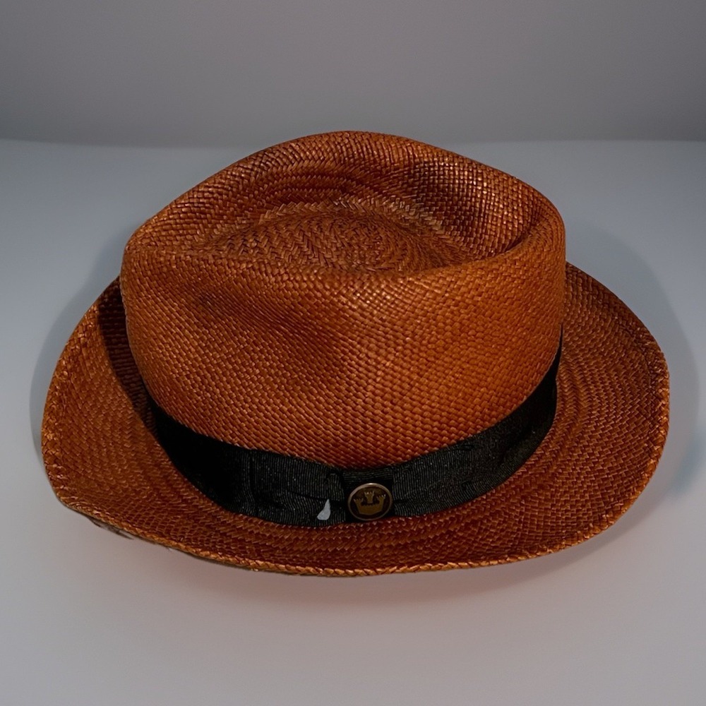 Goorin Bros Brown Straw Fedora with Black Band - Picture 2 of 7
